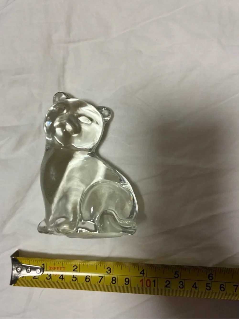 Clear Glass Cat Accent Sculpture - Decorative Home Vase Alternative